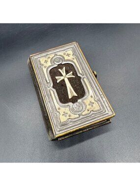Antique German Catholic Prayer Book Velvet Metal 1865 Devotional Praise Religiou